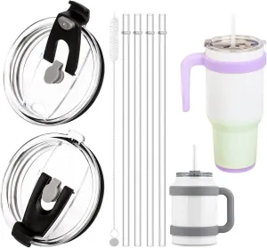 2 Pack Replacement Lids Compatible With Reduce 50 oz 40 oz Tumbler, Replacement Straw for Reduce 50 oz 40 oz Tumbler, 4 Pack Reusable Clear Straw with Cleaning Brush.