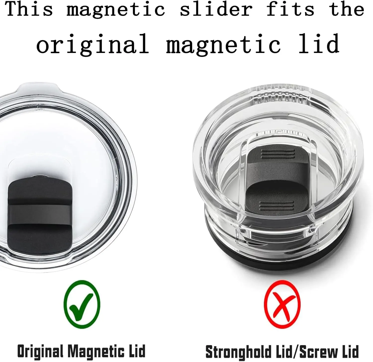 2025 New Upgrade Magnetic Slider Replacement Block, Slider Lid Magnet for Yeti Lids 10 oz, 14oz, 16 oz, 20 oz, 26 oz, 30 oz (Black Black)