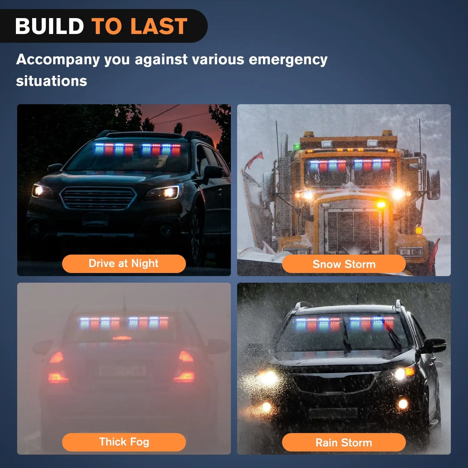 32LED Red Blue Suction Cups Emergency Dash Strobe Lights