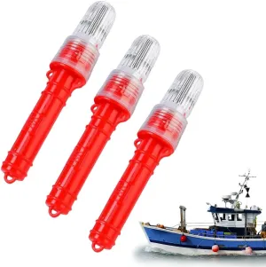 3Pcs Boat Flares, 2025 New LED Boat Flares Coast Guard Approved Marine, Upgraded Boats Safety Kit, Waterproof Emergency Signals for Fishing Nets, Buoys and Boats (Red)