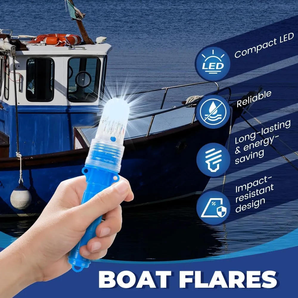 3Pcs Boat Flares, 2025 New LED Boat Flares Coast Guard Approved Marine, Upgraded Boats Safety Kit, Waterproof Emergency Signals for Fishing Nets, Buoys and Boats (Red)