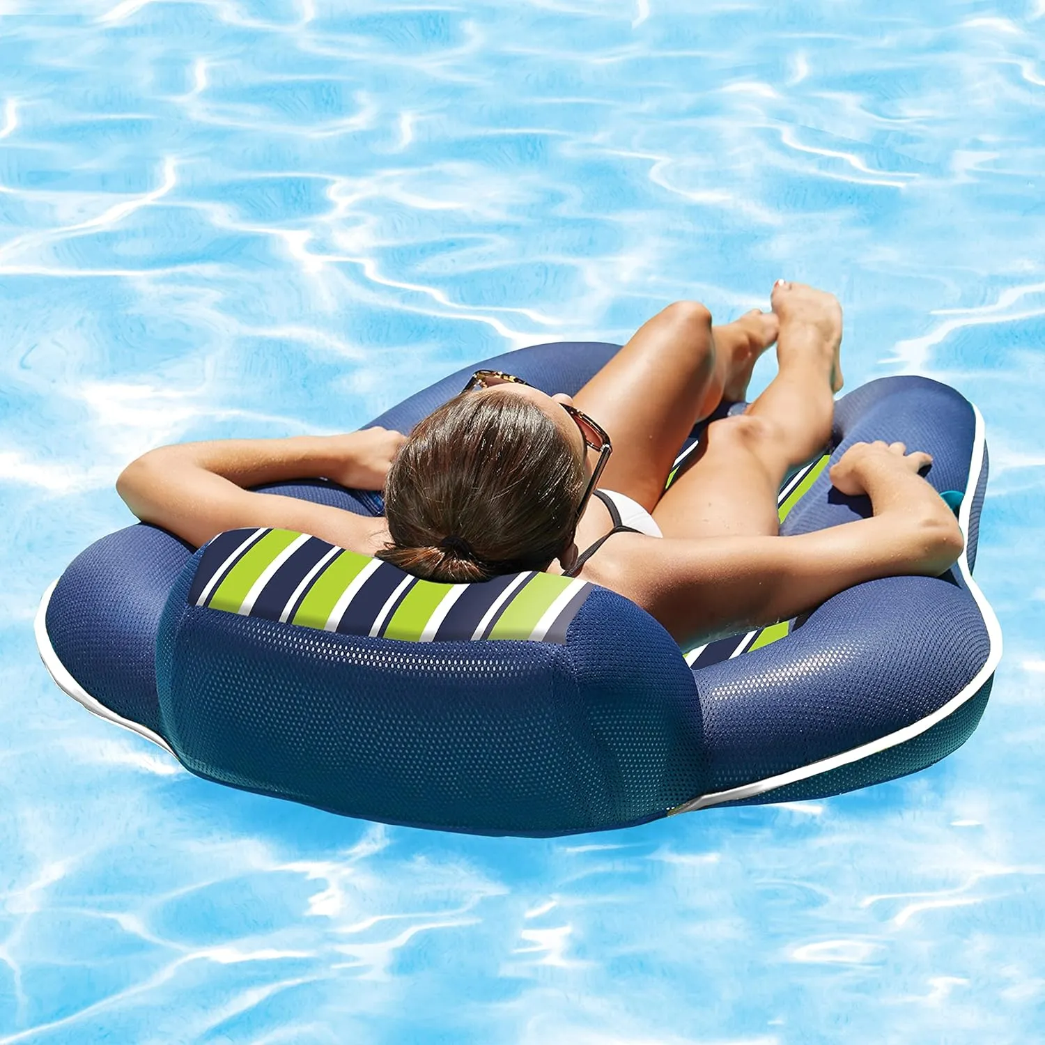 Aqua Luxury Water Pool Lounge  Extra Large  Inflatable Pool Floats for Adults with Headrest, Backrest, Footrest & Cupholder  Multiple Colors/Styles