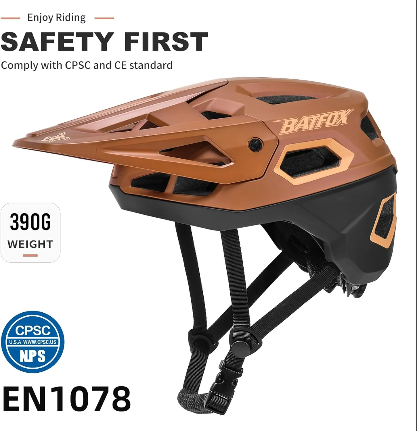 BATFOX Bike Helmet,Mountain Bike Helmet Helmets for Men Women Adults Youth