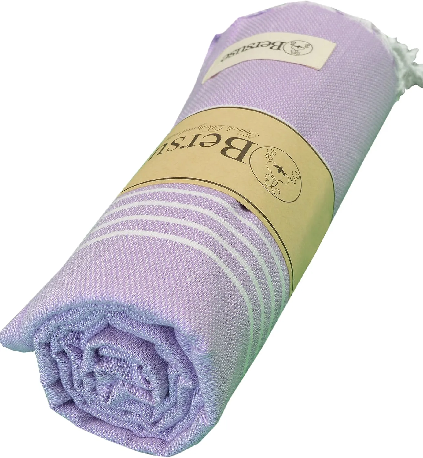 Bersuse Towels Anatolia XL Beach Blanket Throw Blanket Turkish Towel 100% Cotton Extra-Large Quick-Dry Lightweight Premium Peshtemal Towel - 61x82 Inches, Lilac