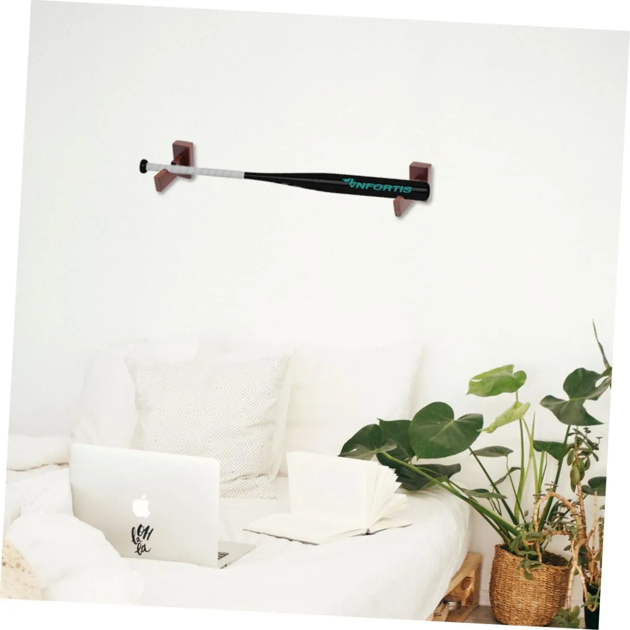 BESPORTBLE Hockey Stick Bat and Softball Baseball Bats Case Display Stand Bat Rack Mount Baseball Bat Wooden Brown