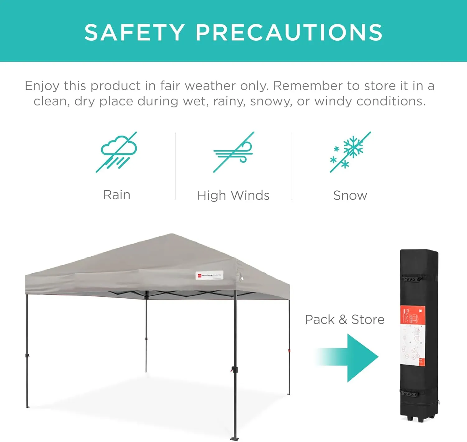 Best Choice Products 10x10ft 1-Person Setup Pop Up Canopy Tent Instant Portable Shelter w/ 1-Button Push, Case, 4 Weight Bags - Light Gray