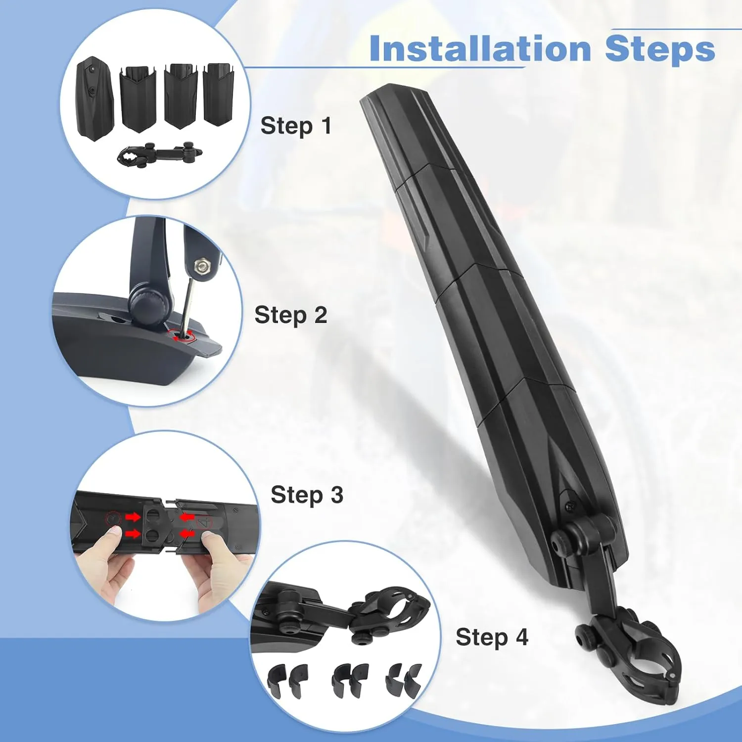 Bike Fender,Mudguard Universal Quick Disassembly Bicycle Mudguard for All Mountain Bike/Road Bike/MTB, Suitable for Sizes 24-29 Inch (Rear Fender)