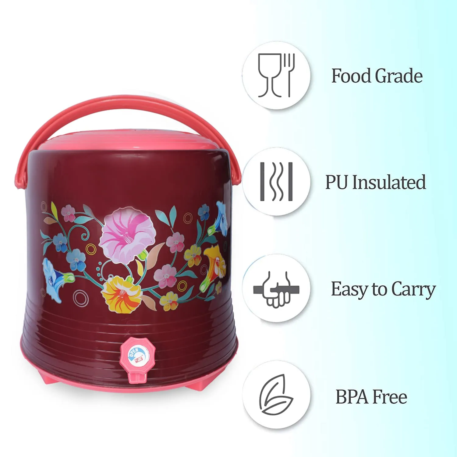 Confidence Insulated Water jug Camper Easy to Carry BPA Free Ideal for Travel /Picnic /Homes /Office /Shops(14 litres)