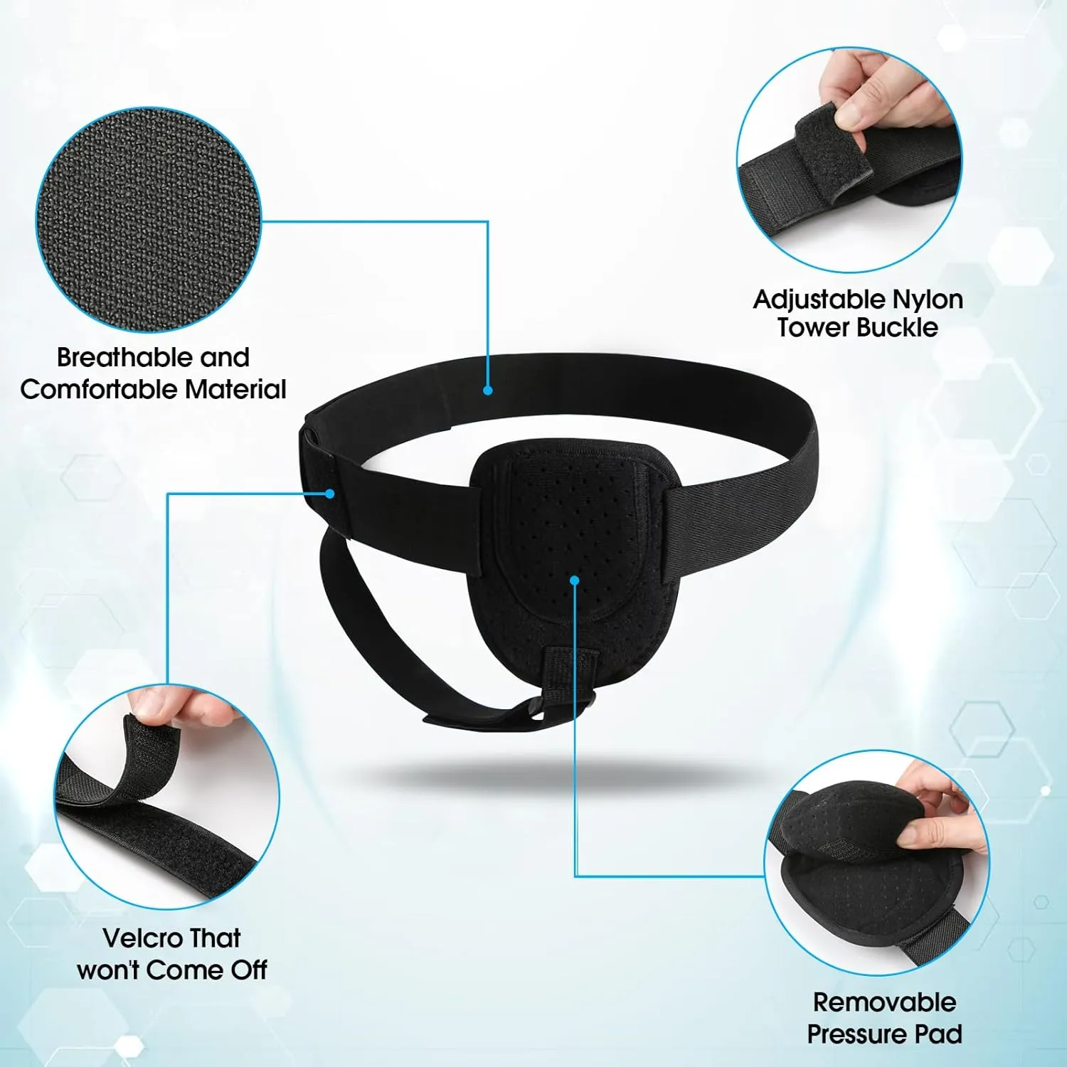 COSTICA Hernia Belts for Men, Inguinal Hernia Support Belt for Men and Women, Adjustable Groin Belt Fits Left or Right Side, Support Truss for Inguinal, 1 Removable Compression Pad, 1 PCS, L/XL