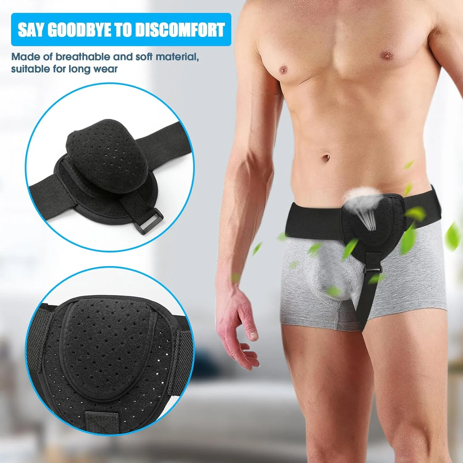 COSTICA Hernia Belts for Men, Inguinal Hernia Support Belt for Men and Women, Adjustable Groin Belt Fits Left or Right Side, Support Truss for Inguinal, 1 Removable Compression Pad, 1 PCS, L/XL
