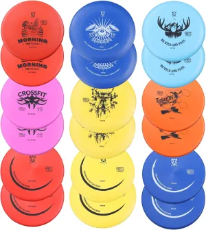 CROWN ME PDGA Approved 18 Pack disc Golf Discs, Includes Drivers, Mid-Ranges, Putters.