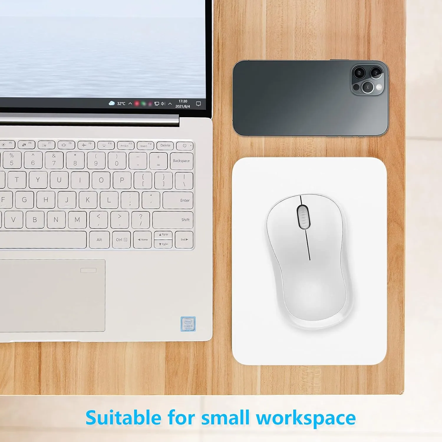Dapesuom Small Mouse Pad, 6 x 8 Inch Thick Rubber Premium-Textured Non-Slip Portable & Washable Mini Mouse Mat for Women Men Wireless Laptops Keyboard Tray Gaming Work Computer Office Travel, White