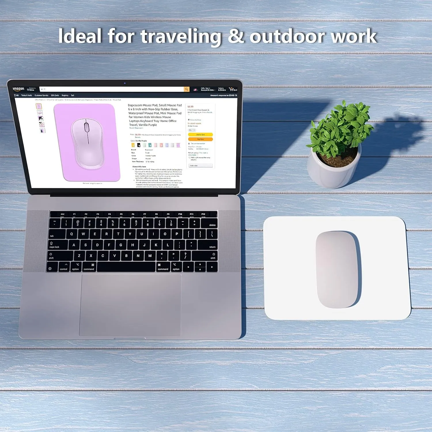 Dapesuom Small Mouse Pad, 6 x 8 Inch Thick Rubber Premium-Textured Non-Slip Portable & Washable Mini Mouse Mat for Women Men Wireless Laptops Keyboard Tray Gaming Work Computer Office Travel, White