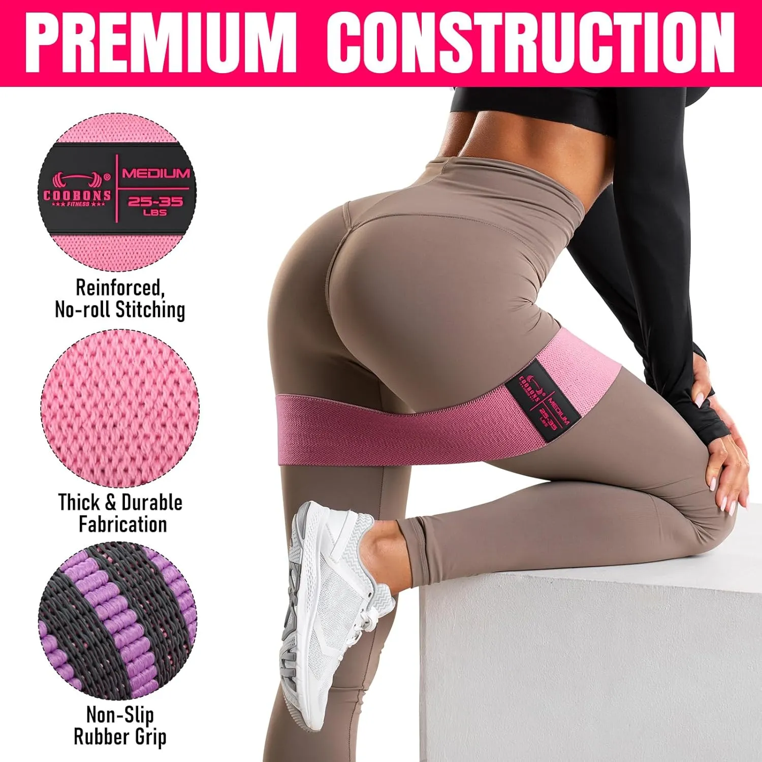 Fabric Resistance Bands for Working Out - Exercise Bands for Women and Men, Booty Bands for Legs and Butt, Yoga, Pilates, Rehab, Fitness and Home Workout