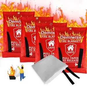 Fire Blankets for Home and Kitchen,4-Pack 40"x40" Emergency Fire Safety Blankets for People House Car Office Warehouse Emergency Survival Safety