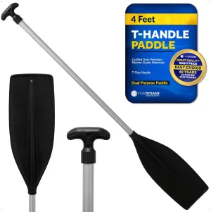 Five Oceans 4-Feet Canoe Paddle - Boat Paddle, T-Handle Oar Paddle for Canoe, Kayak and Small Boats - Corrosion-Resistant Floating Boat Paddles Marine-Grade Aluminum and Heavy-Duty Plasti