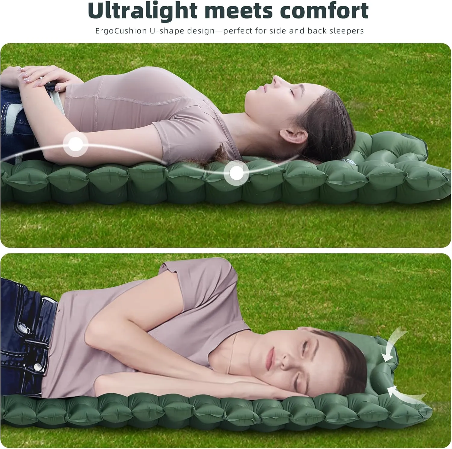 GearDoctors Ether Ultralight Sleeping Pad 17.5oz  Compact Camping Air Mattress  Inflatable Sleeping Mat for Backpacking, Hiking, Tent, Outdoor Travel