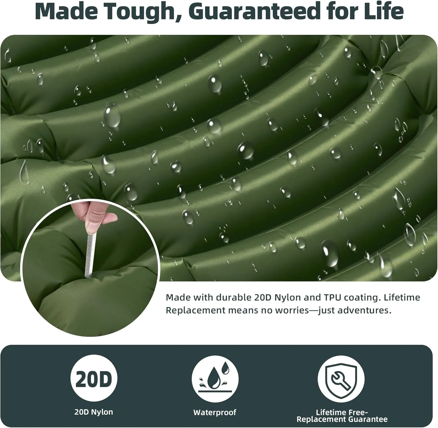 GearDoctors Ether Ultralight Sleeping Pad 17.5oz  Compact Camping Air Mattress  Inflatable Sleeping Mat for Backpacking, Hiking, Tent, Outdoor Travel