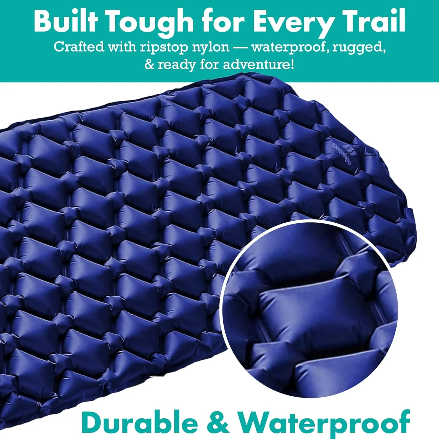 Inflatable Mat for Camping - Ultralight Sleeping Pad for Campings and Backpackings - Compact Air Mattress - Camping Mat with Tear-Resistant Ripstop Nylon - 73.5" x 21.5" - Blue