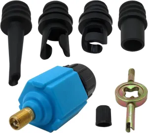 Inflatable Pump Air Valve Converter with 4 Air Valve Nozzles for Inflatable Boat, Stand Up Paddle Board, Inflatable Bed