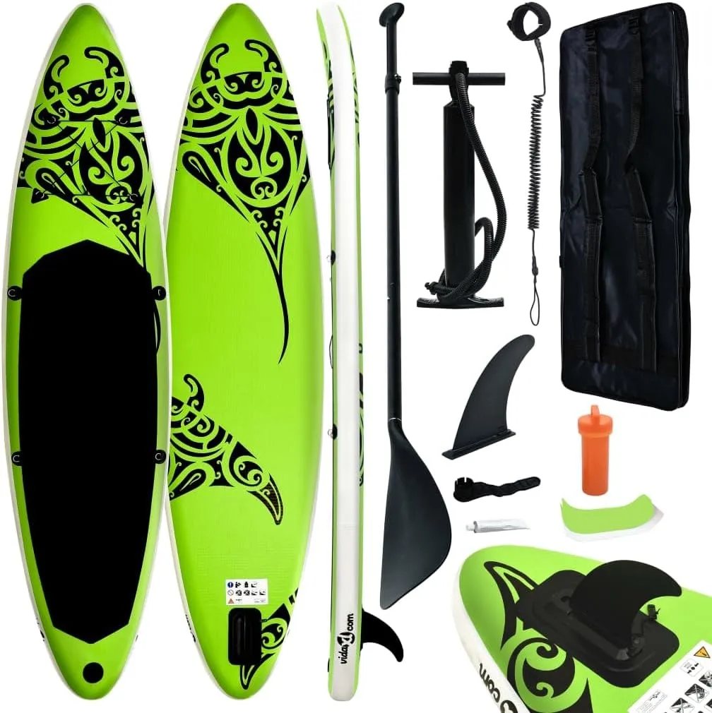 Inflatable Stand Up Paddleboard Set 120.1"x29.9"x5.9" Green-443