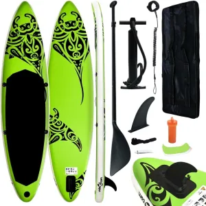 Inflatable Stand Up Paddleboard Set 120.1"x29.9"x5.9" Green-443
