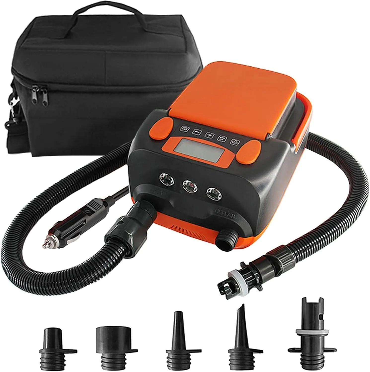 Paddle Board Electric Air Pump 16PSI Sup Air Pump with Battery,Rechargeable 6000mAH Deflatable Inflatable Pump SUP DC12V 110W