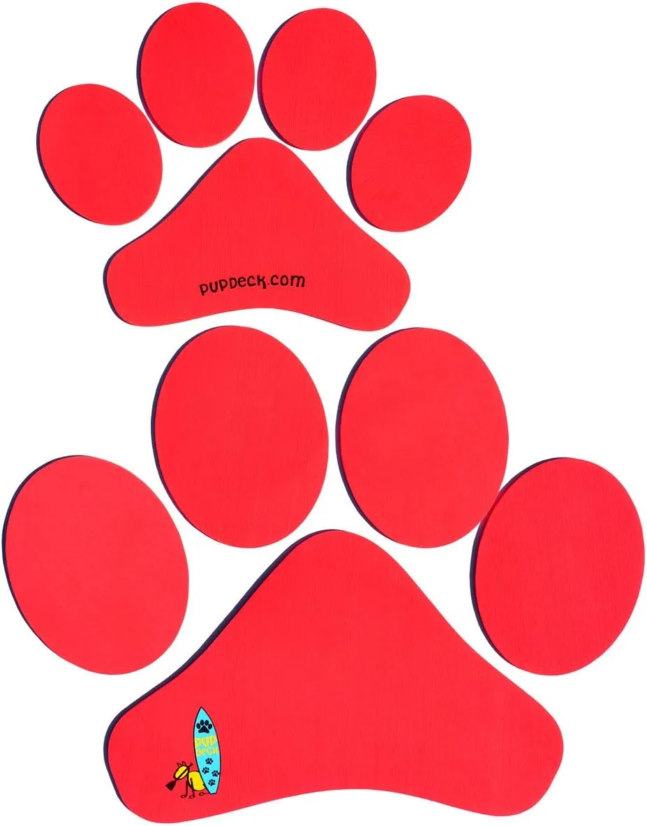 Paddle with Your Dog Pup Deck SUP Traction Pad for Dogs Stand Up Paddleboard Deck Padding (Paw Prints Style - Coral)