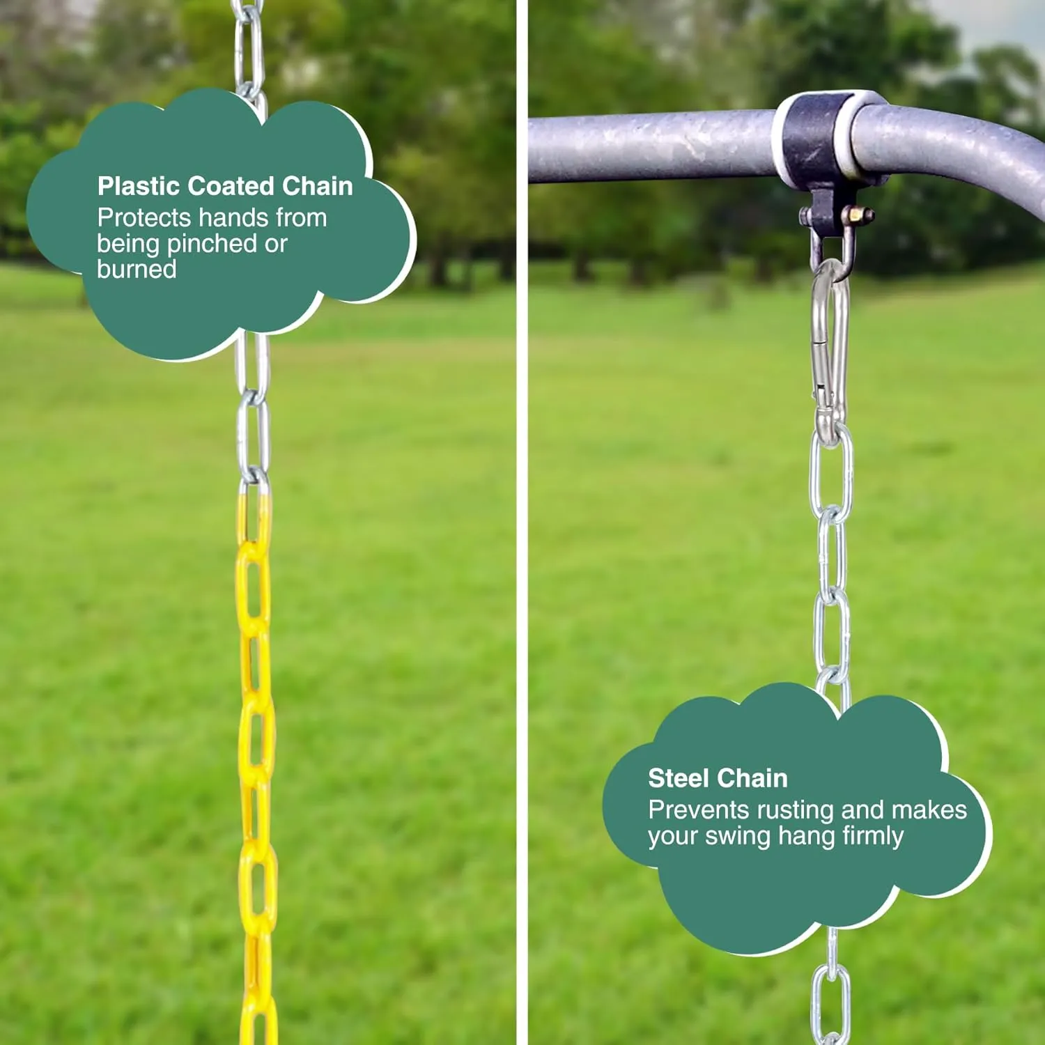RedSwing Kids Belt Swing 3 PCS, EVA Swings Seat with Heavy Duty Metal Chains, Playground Swing Set Accessories, Safe and Durable, for Outdoor Backyard and Playground Play