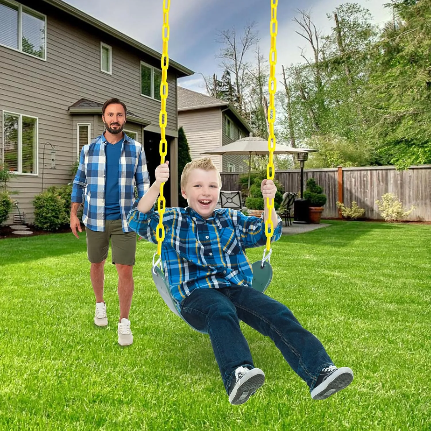 RedSwing Kids Belt Swing 3 PCS, EVA Swings Seat with Heavy Duty Metal Chains, Playground Swing Set Accessories, Safe and Durable, for Outdoor Backyard and Playground Play
