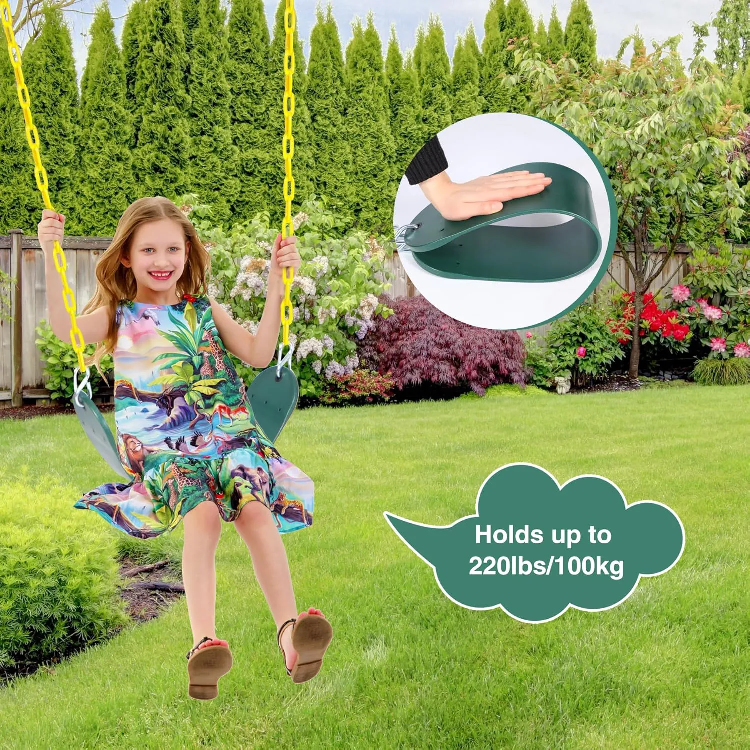 RedSwing Kids Belt Swing 3 PCS, EVA Swings Seat with Heavy Duty Metal Chains, Playground Swing Set Accessories, Safe and Durable, for Outdoor Backyard and Playground Play
