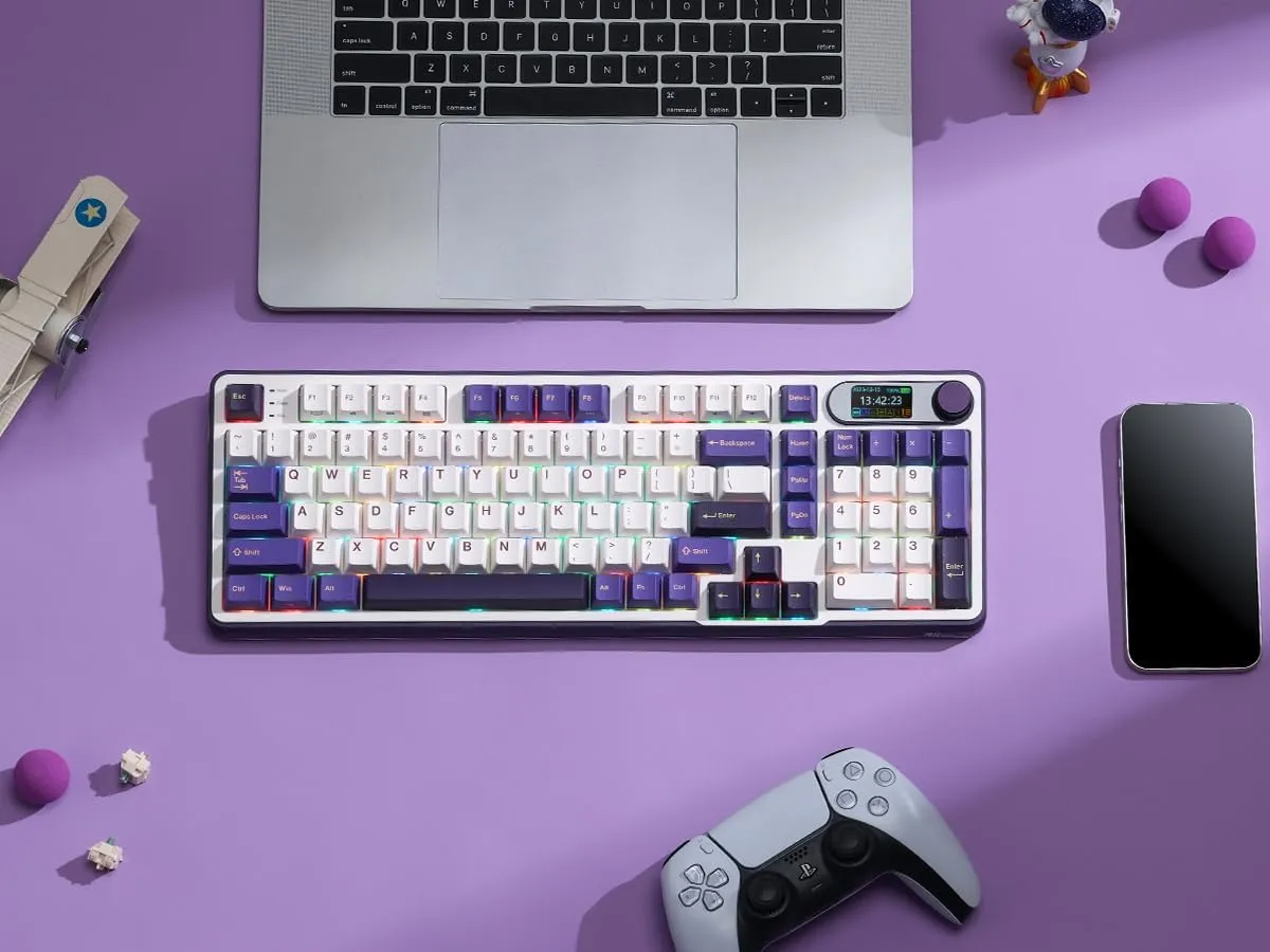 RK ROYAL KLUDGE S98 Mechanical Keyboard w/Smart Display & Knob, Top Mount 96% Wireless Mechanical Keyboard BT/2.4G/USB-C, Hot Swappable, Software Support, Massive Battery, 98 Keys