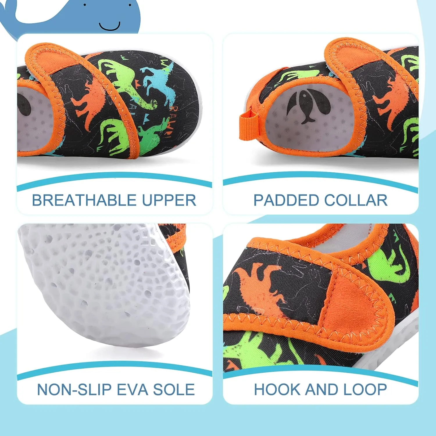 shopUAL Toddler Water Shoes Kids Girls Boys Beach Aqua Socks Skin Barefoot Walking Water Shoes Quick Dry Non-Slip Breathable Swim Pool Surf