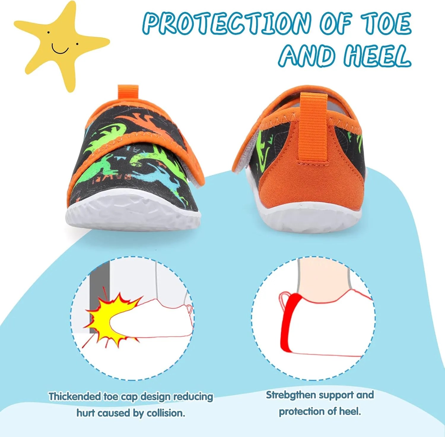 shopUAL Toddler Water Shoes Kids Girls Boys Beach Aqua Socks Skin Barefoot Walking Water Shoes Quick Dry Non-Slip Breathable Swim Pool Surf