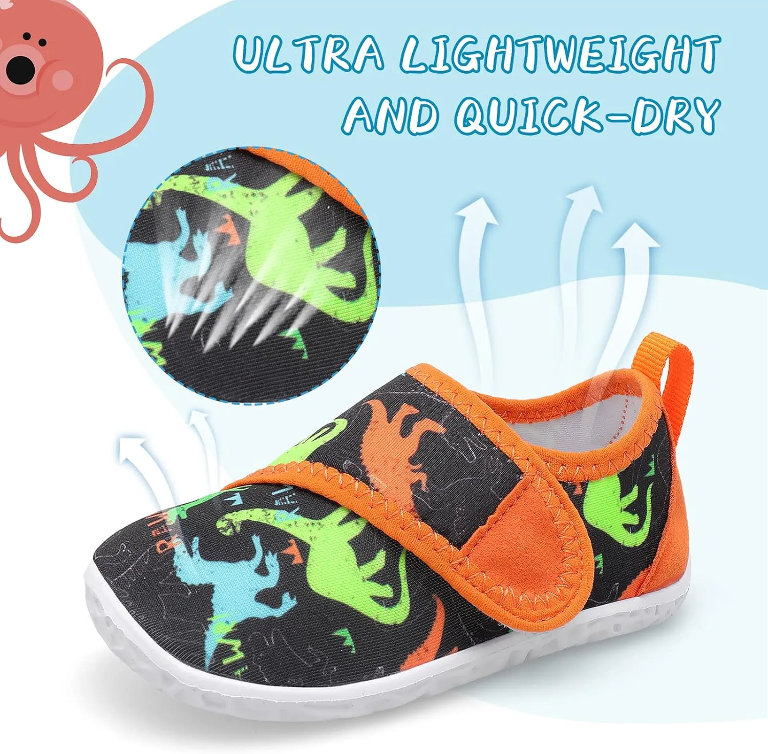 shopUAL Toddler Water Shoes Kids Girls Boys Beach Aqua Socks Skin Barefoot Walking Water Shoes Quick Dry Non-Slip Breathable Swim Pool Surf