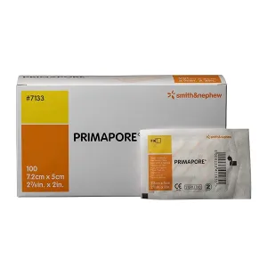 Smith & Nephew 7133 PRIMAPORE Peripheral IV Adhesive Dressing, Adhesive Non-Woven Island Dressing, Pack of 100