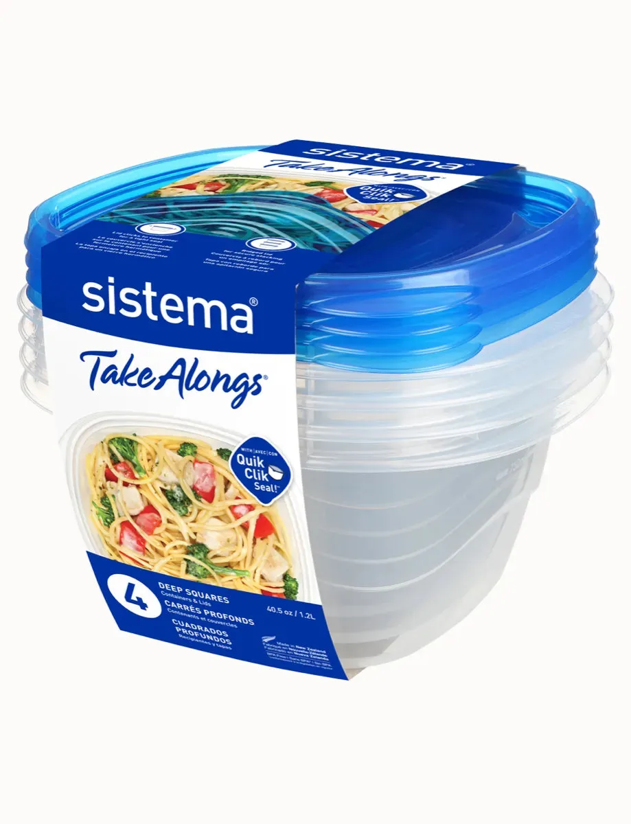 TakeAlongs  Deep Square 4 Pack 1.2L - Blue