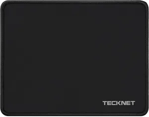 TECKNET Mouse Pad with Anti-fray Stitching, Waterproof Surface & Non-Slip Rubber Base with Stitched Edges Gaming Mouse Mat for LaptopCompatible with Laser and Optical Mice - Black