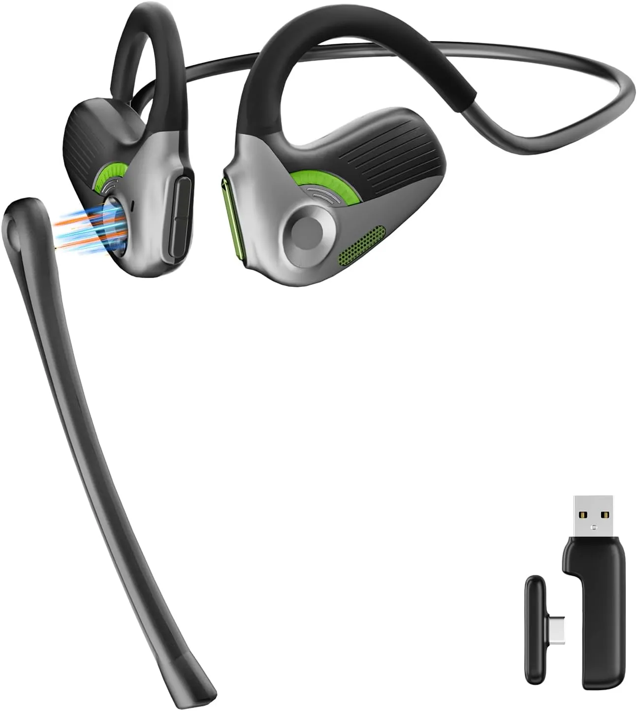 Wireless Gaming Headphone with Detachable Noise Canceling Mic for PC, PS4, PS5, Switch, Xbox, Bluetooth   2.4Ghz USB   Type-C Connections, Upgraded Low Latency and Lightweight